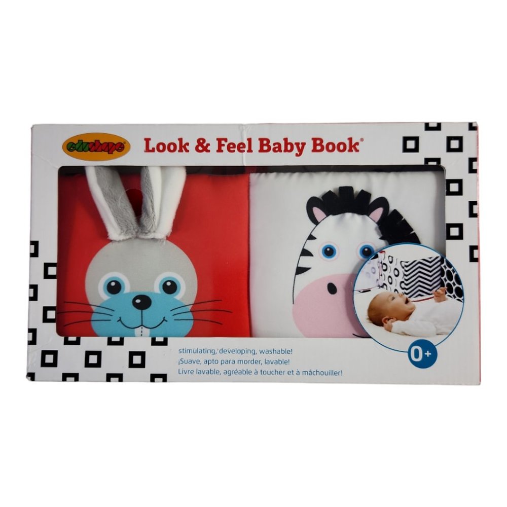 Edushape Look & Feel Baby Book | Animals Plush Toy | Giraffe Cat Dog | Gift